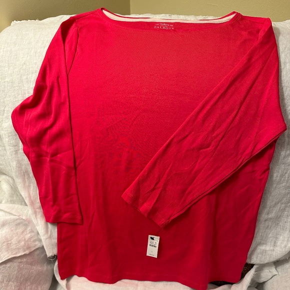 NWT Talbots bright pink 3/4 sleeve crew tee - Picture 2 of 3
